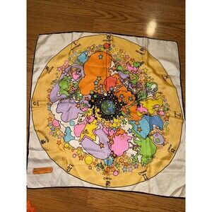 Vtg Peter Max Zodiac Astrology Silk Scarf 21x21” 60s Psychedelic Retro Hippie